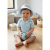 H12929INF: Baby Boys Woven Fabric Shirt, Short & Bucket Hat Set (12-24 Months)